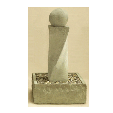 Rustic Mod Twist Outdoor Cast Stone Garden Fountain With Ball Fountain Tuscan